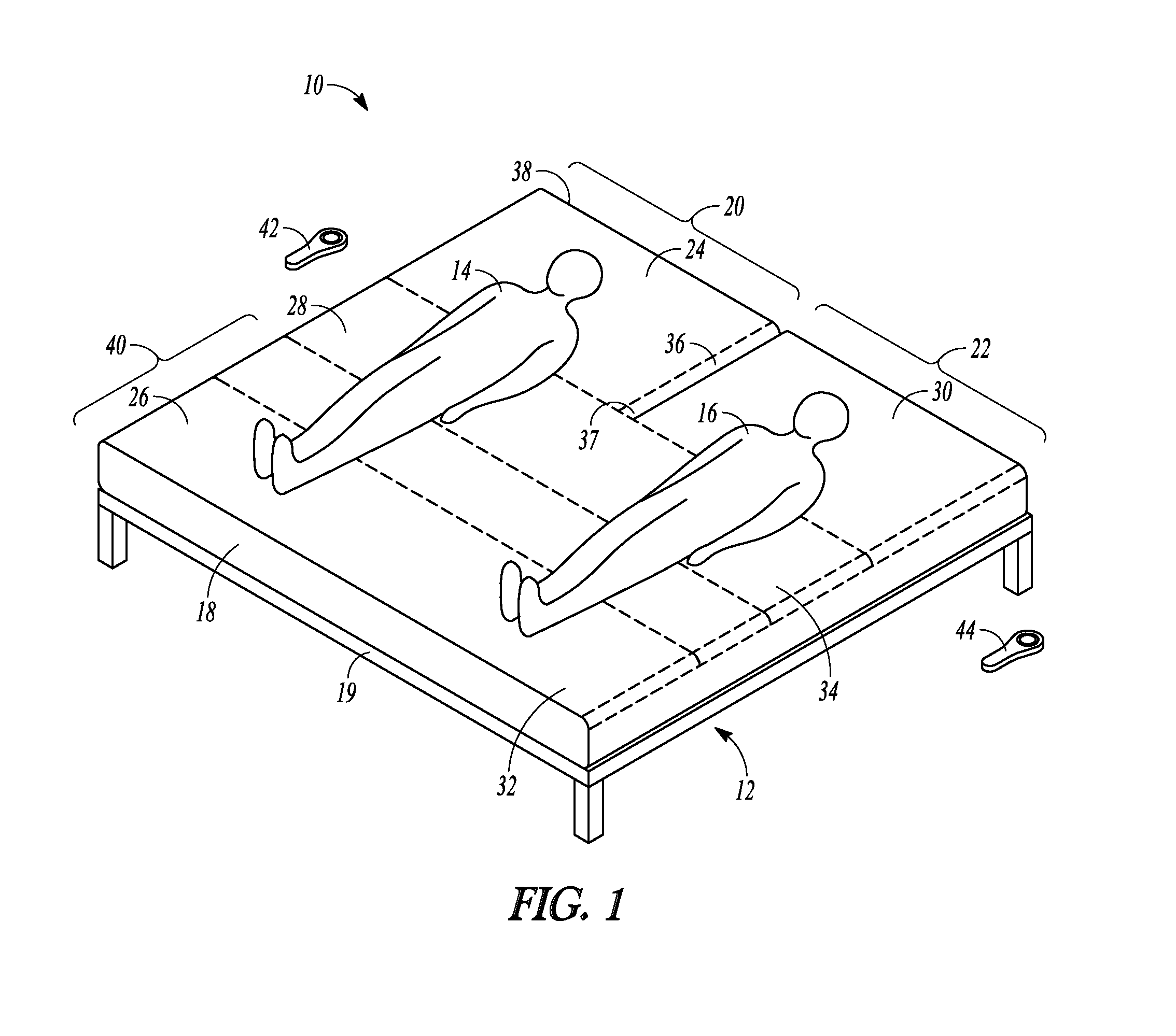 Sheet for a split-top adjustable bed