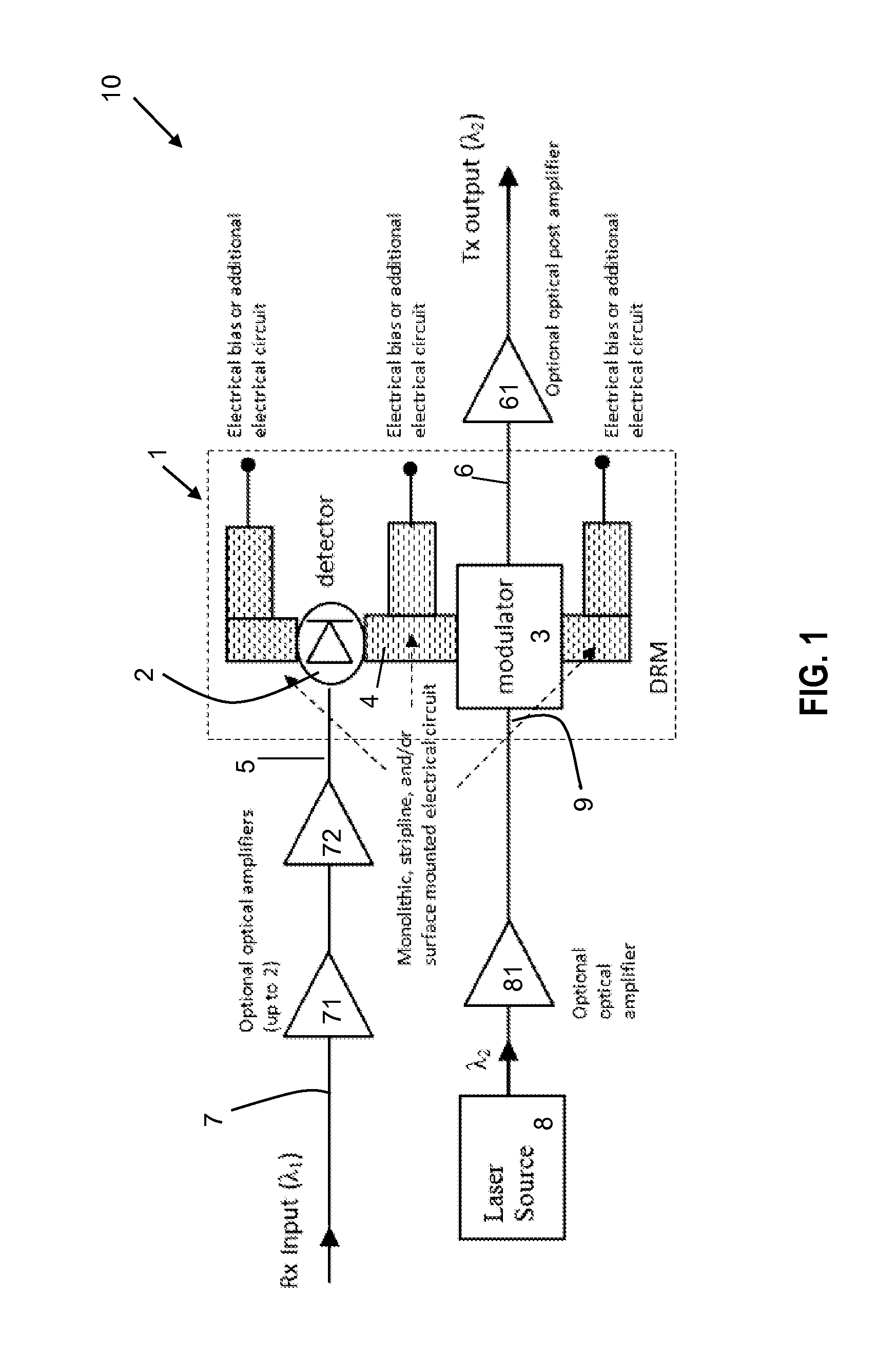 Detector remodulator and optoelectronic switch