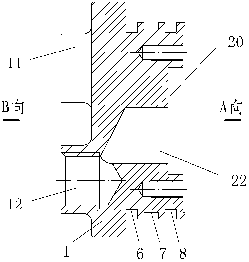 Gas distribution group cover of pneumatic high pressure oil injector