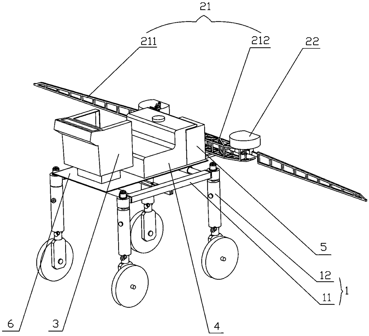 Vehicle frame and spraying rod double-leveling high-ground-gap electric plant protection machine based on vertical lifting