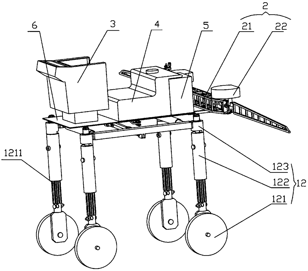 Vehicle frame and spraying rod double-leveling high-ground-gap electric plant protection machine based on vertical lifting