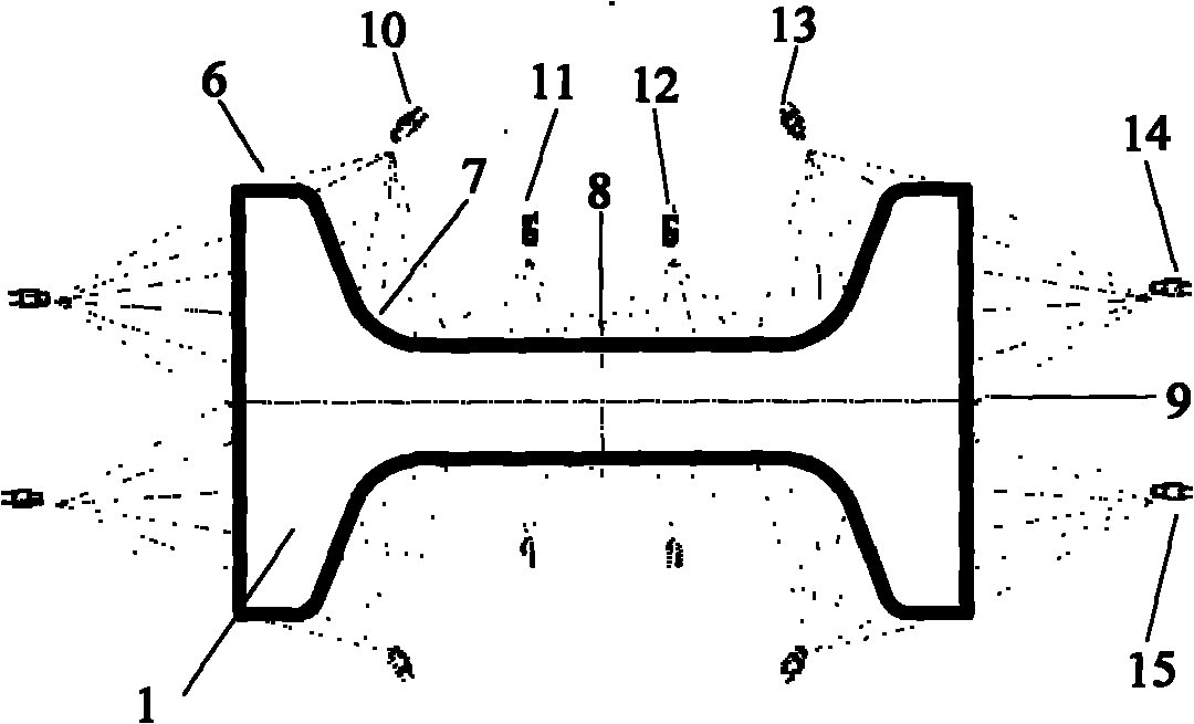 Beam blank continuous casting secondary cooling zone cooling device