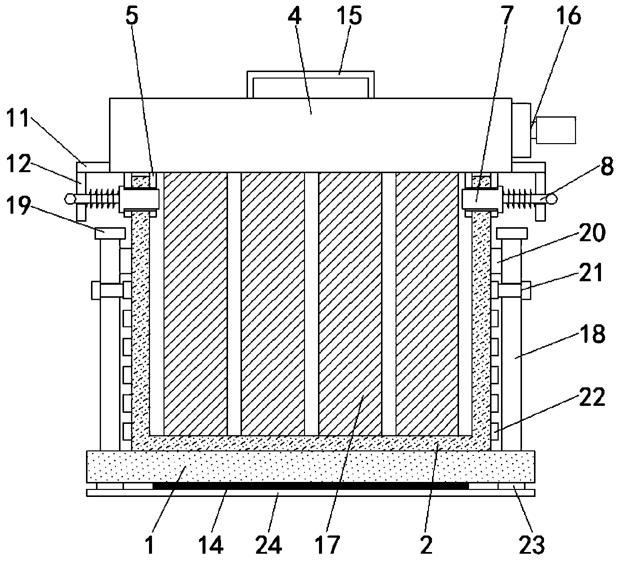 Small flat bag-type dust collector for dust suppression material guide tank system