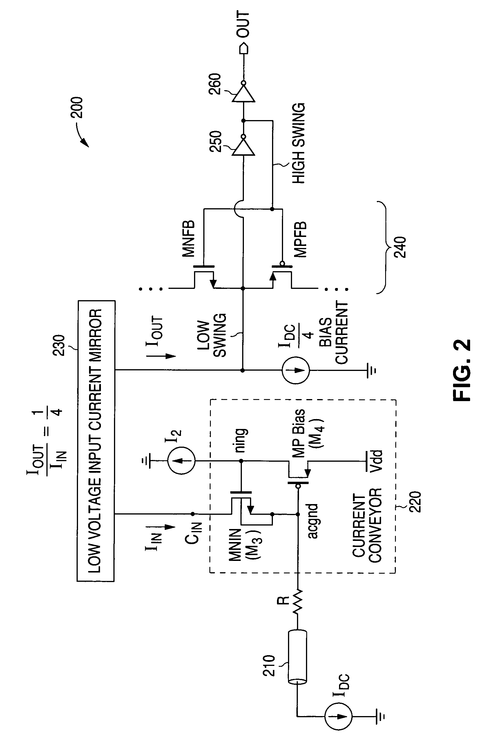 System and method for providing a high input common mode current conveyor