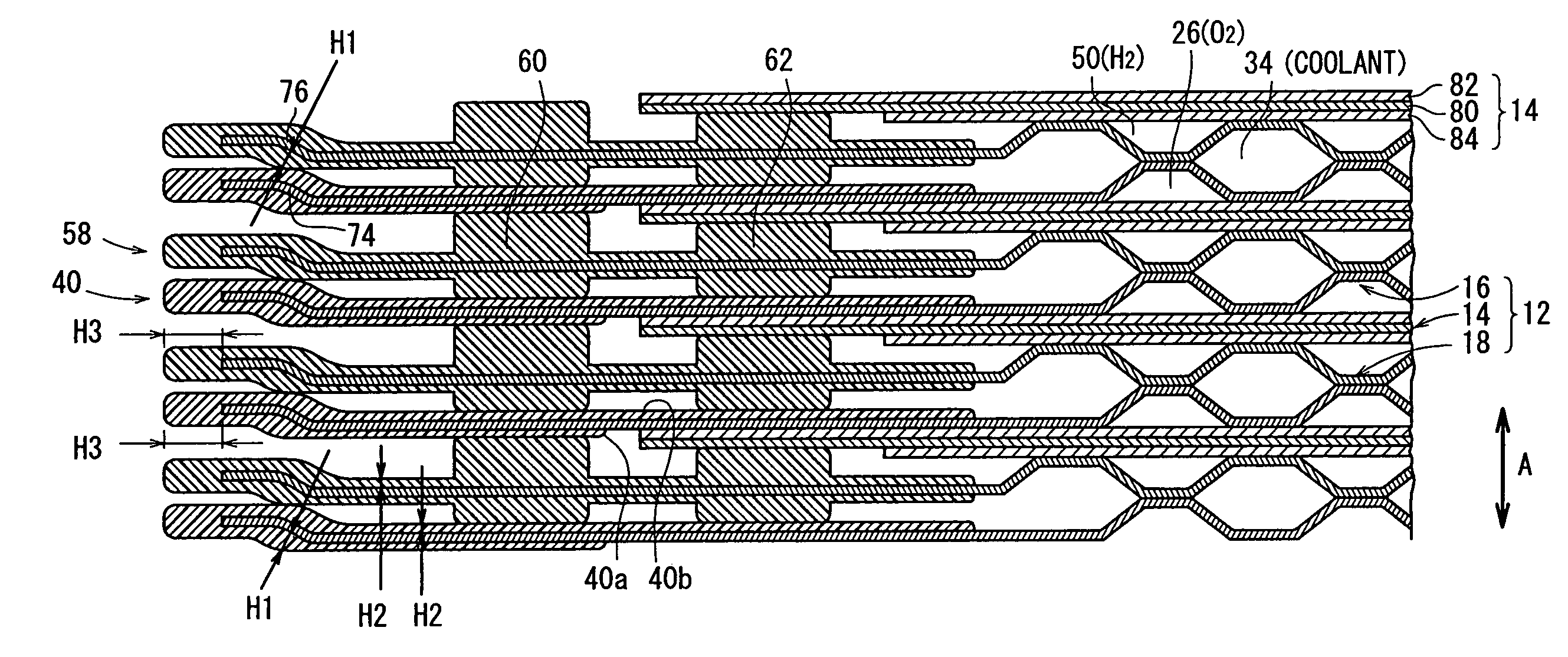 Fuel cell and metal separator for fuel cell