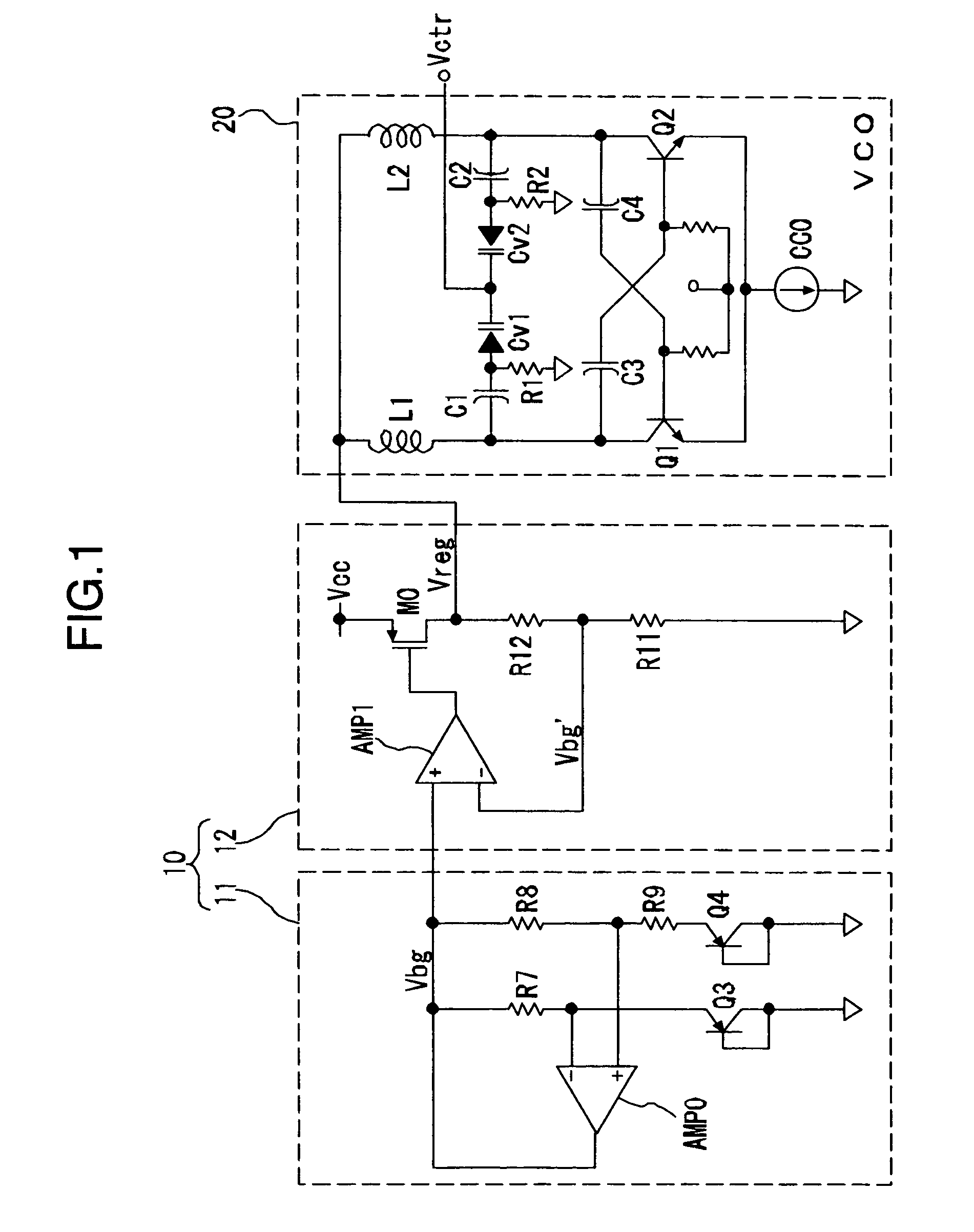 Embedded structure circuit for VCO and regulator