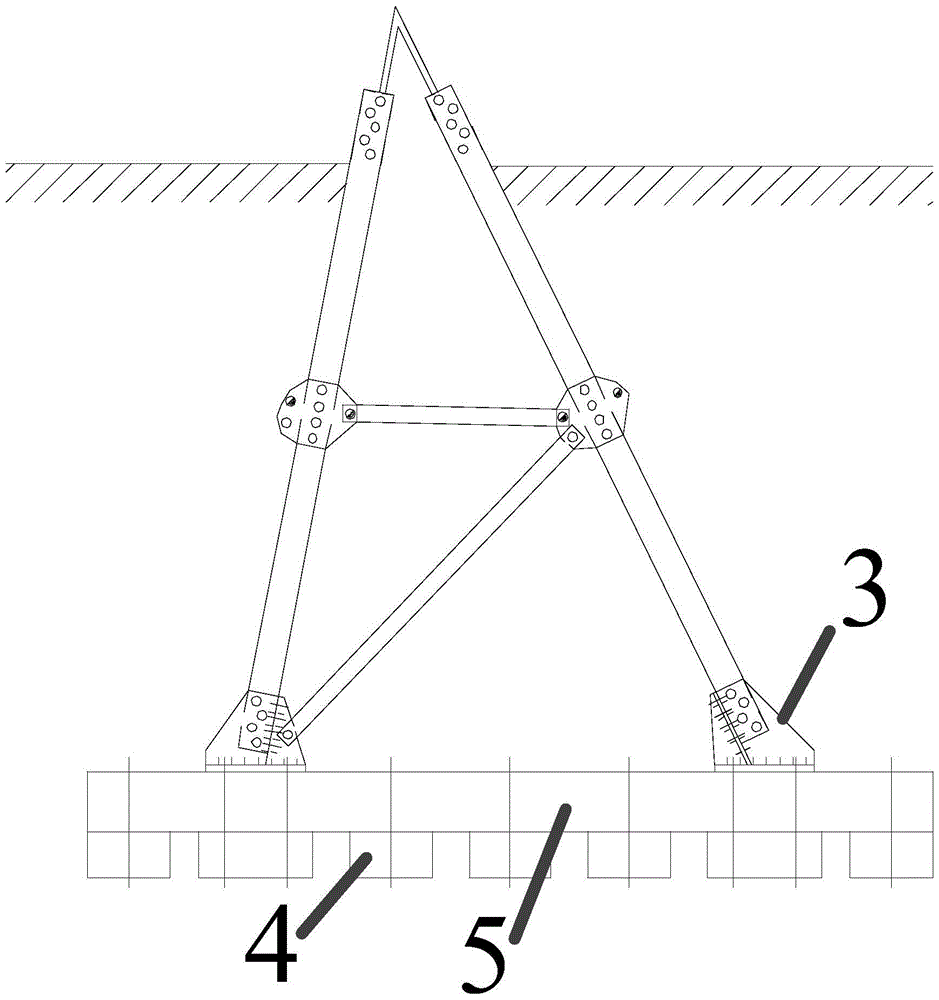 Fabricated foundation with oblique-angle cone supports for power transmission tower, and construction method thereof