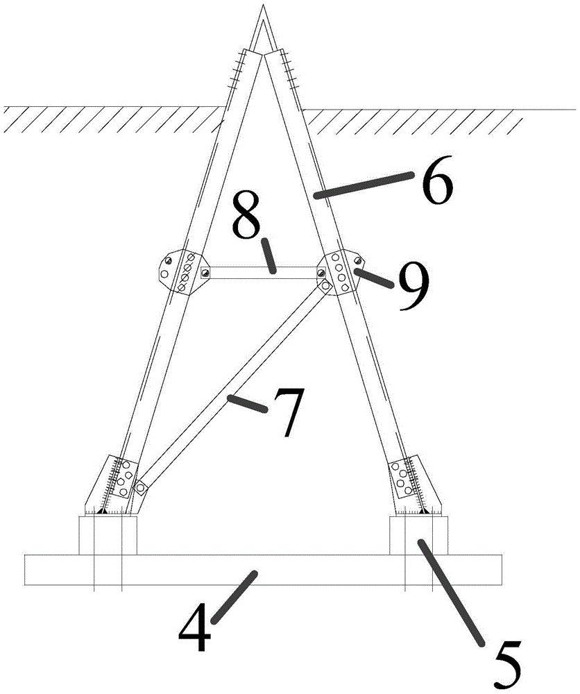 Fabricated foundation with oblique-angle cone supports for power transmission tower, and construction method thereof