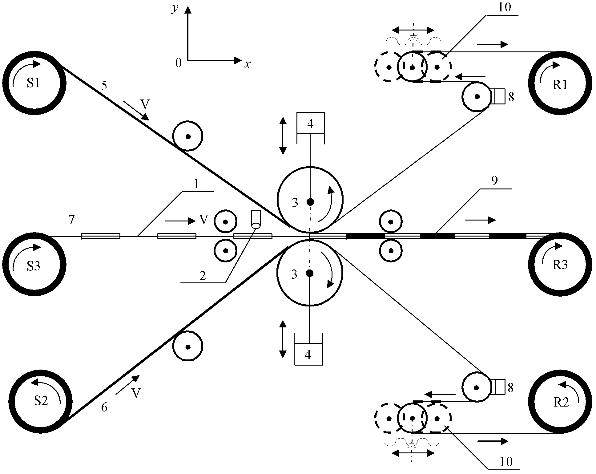 Two-sided automatic-alignment intermittent thin film coating method