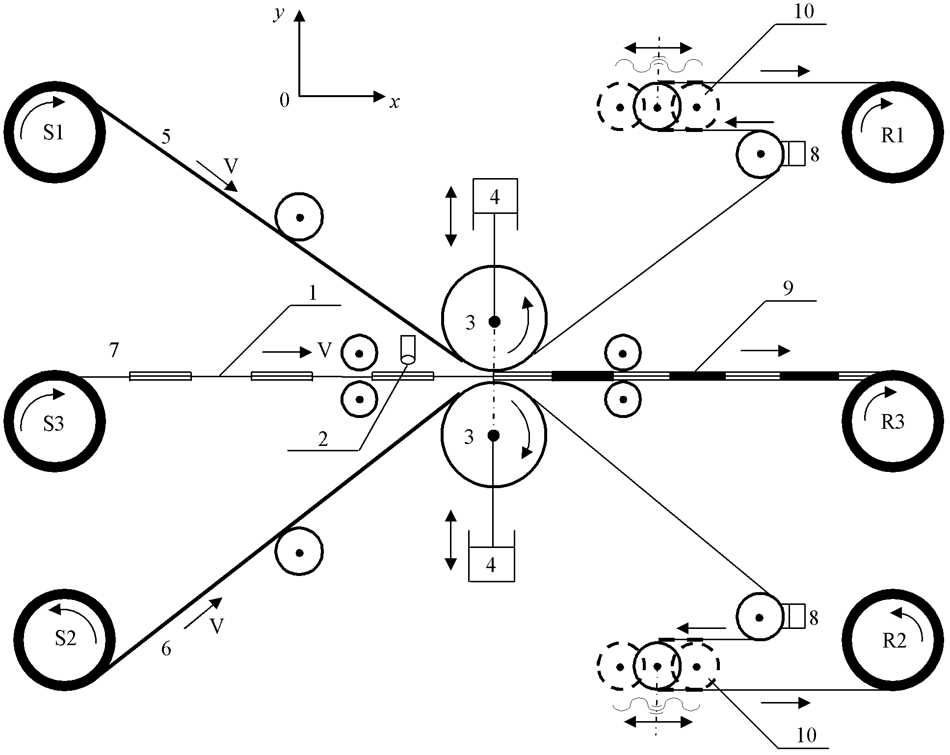 Two-sided automatic-alignment intermittent thin film coating method