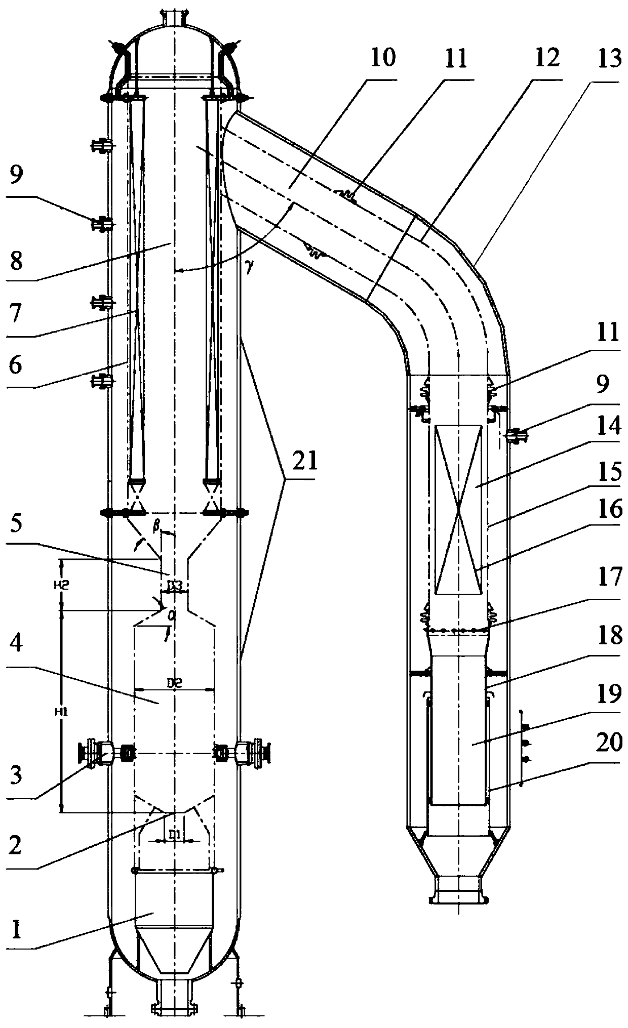 Entrained-flow bed gasification equipment