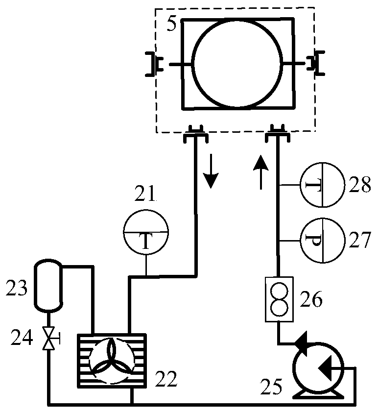 Fuel cell air supply system test device and control method thereof