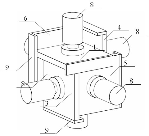 True three-dimensional sliding variable dimension loading box device used for geomechanical model test