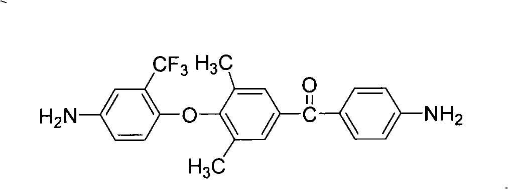 Unsymmetrical fragrant diamine containing fluorine, preparation and application in synthesizing polyimide thereof