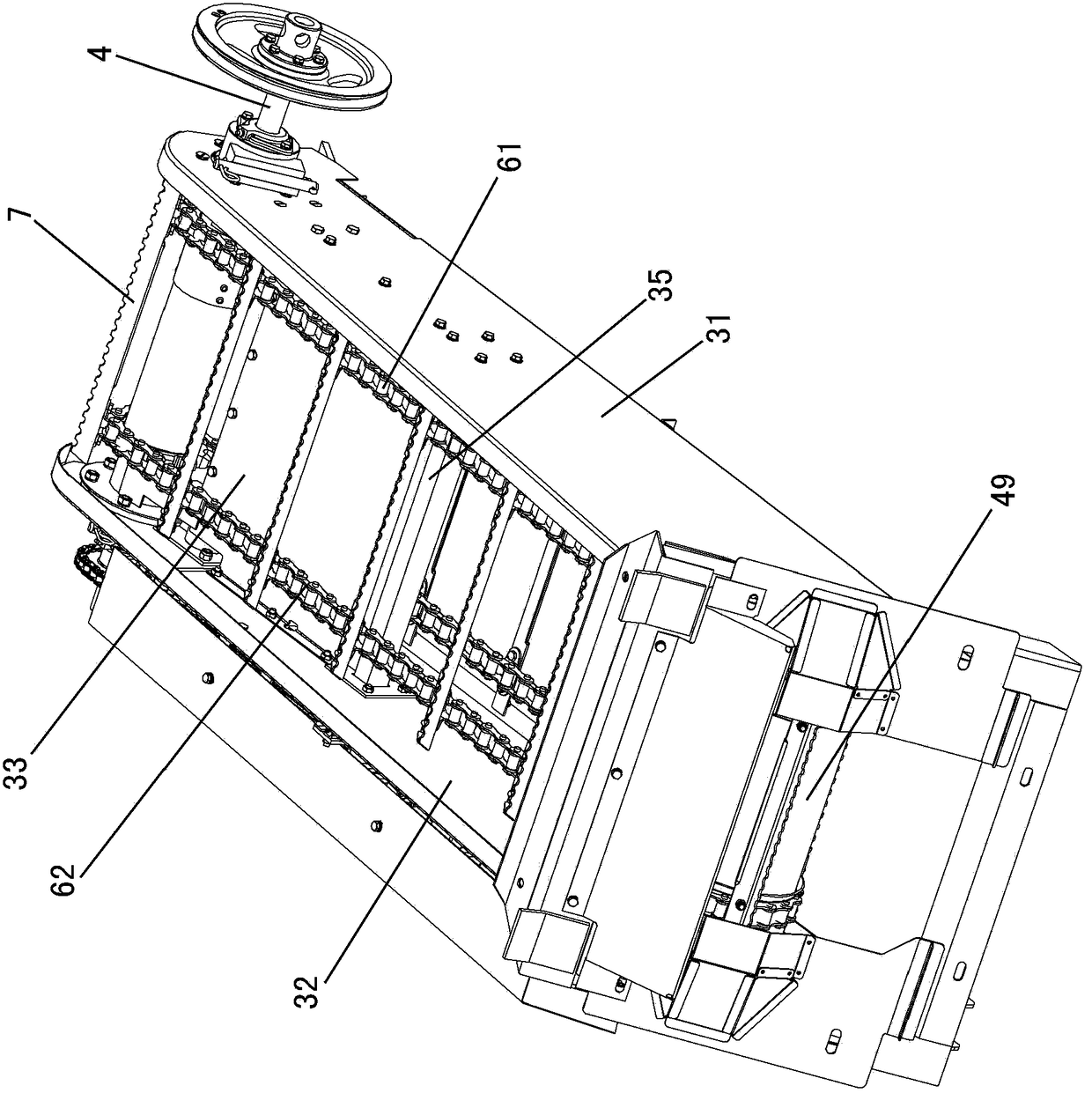 Conveying device for combine harvester and harvester with same