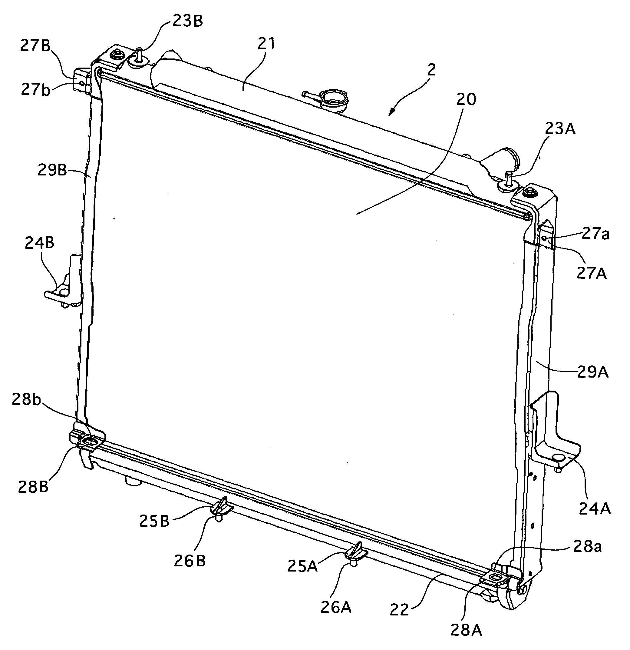 Heat exchanger support structure and heat exchanger supporting method