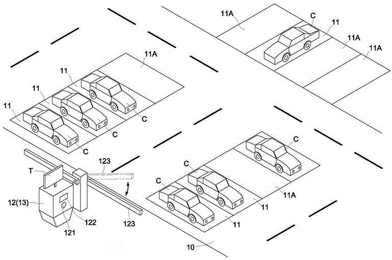 Indicating guide system of available parking spaces for planar car parks