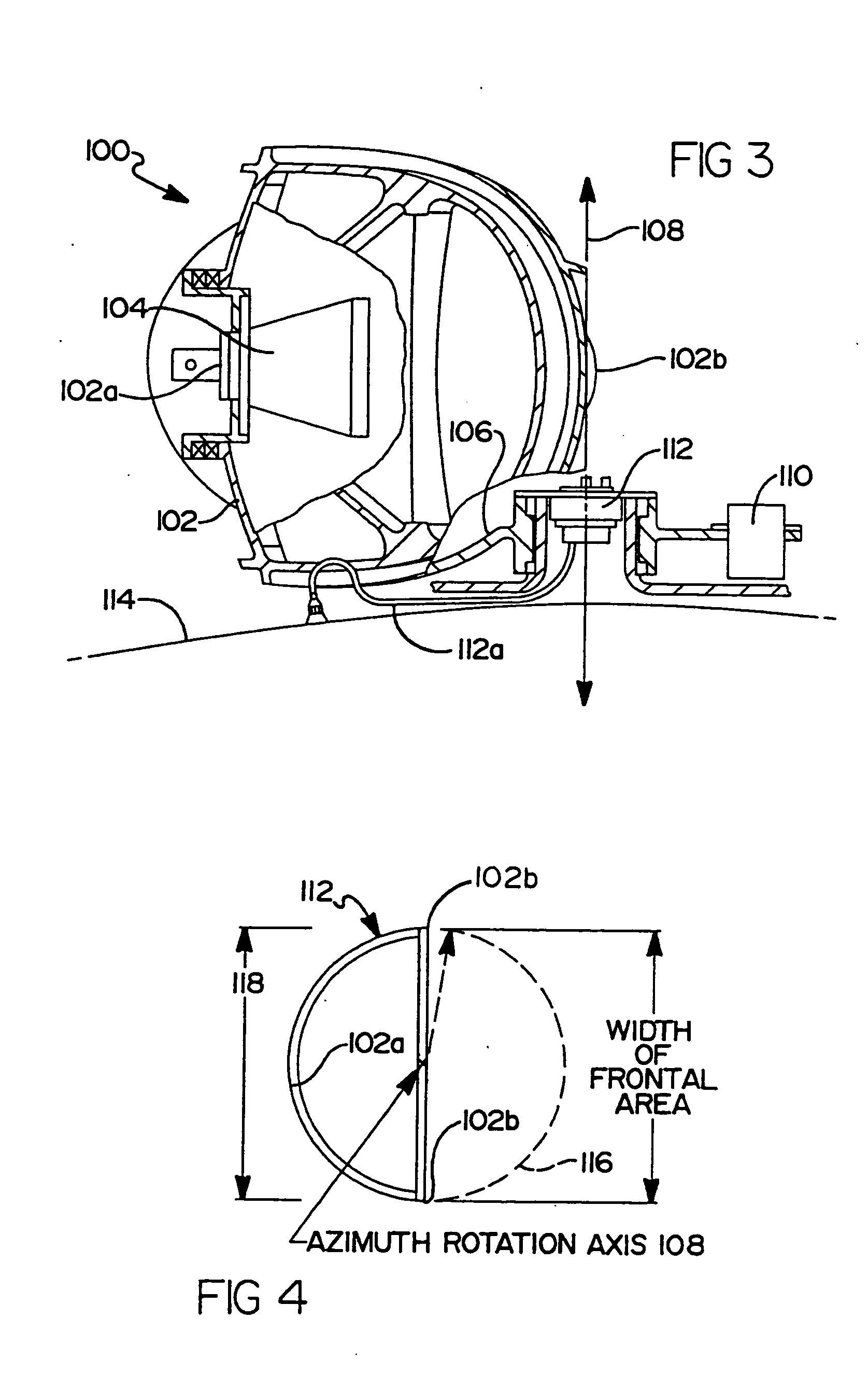 Method and apparatus for mounting a rotating reflector antenna to minimize swept arc