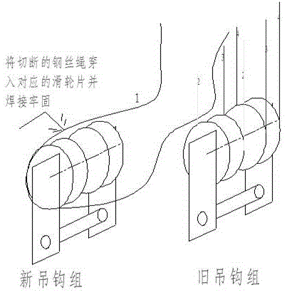 A method for quick replacement of hoisting motor pulley blocks and wire ropes