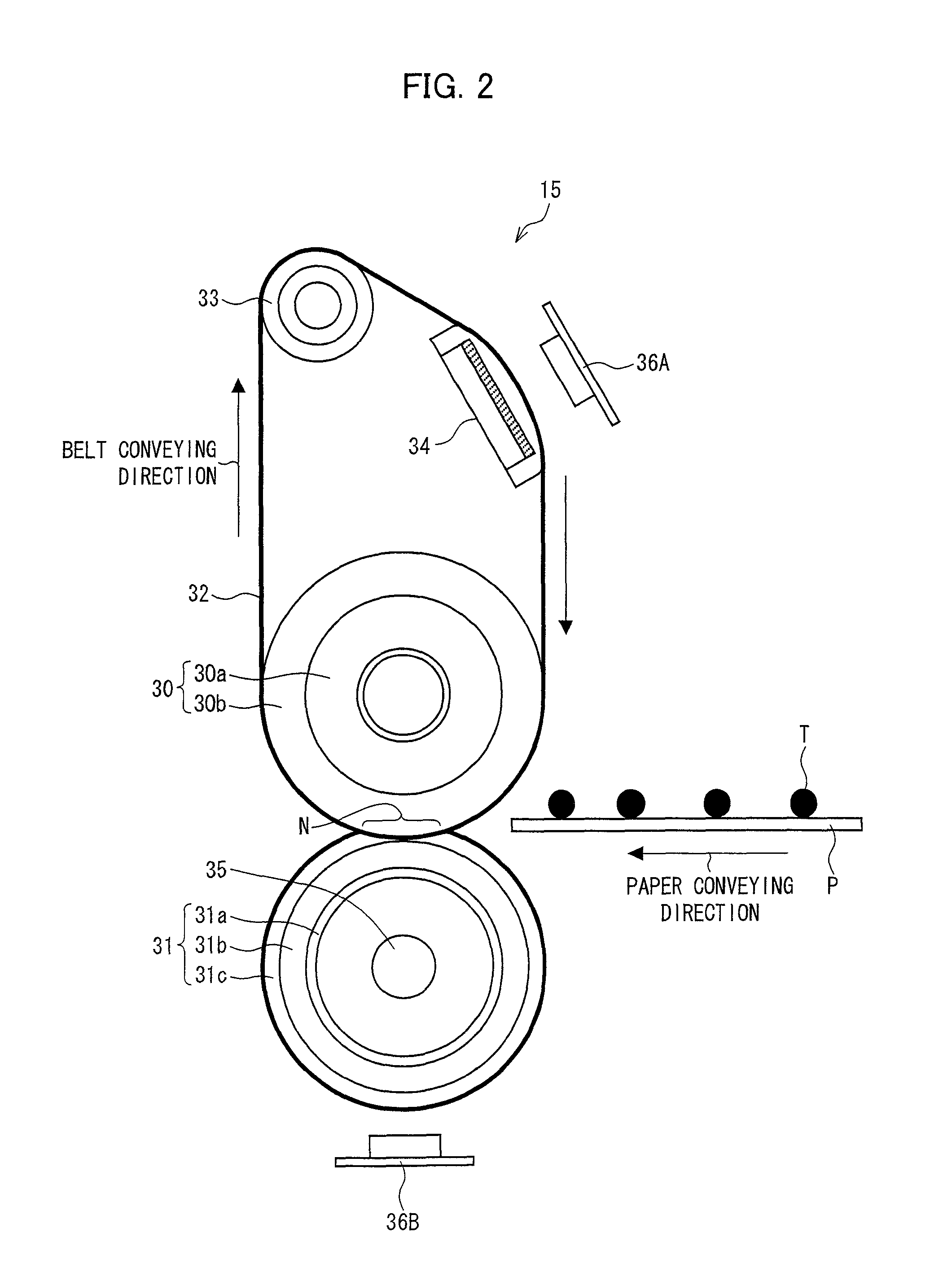 Fixing device including endless fixing belt, heating member and tension roller