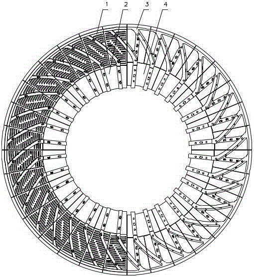 Segmented curve type lifting rib lining plate