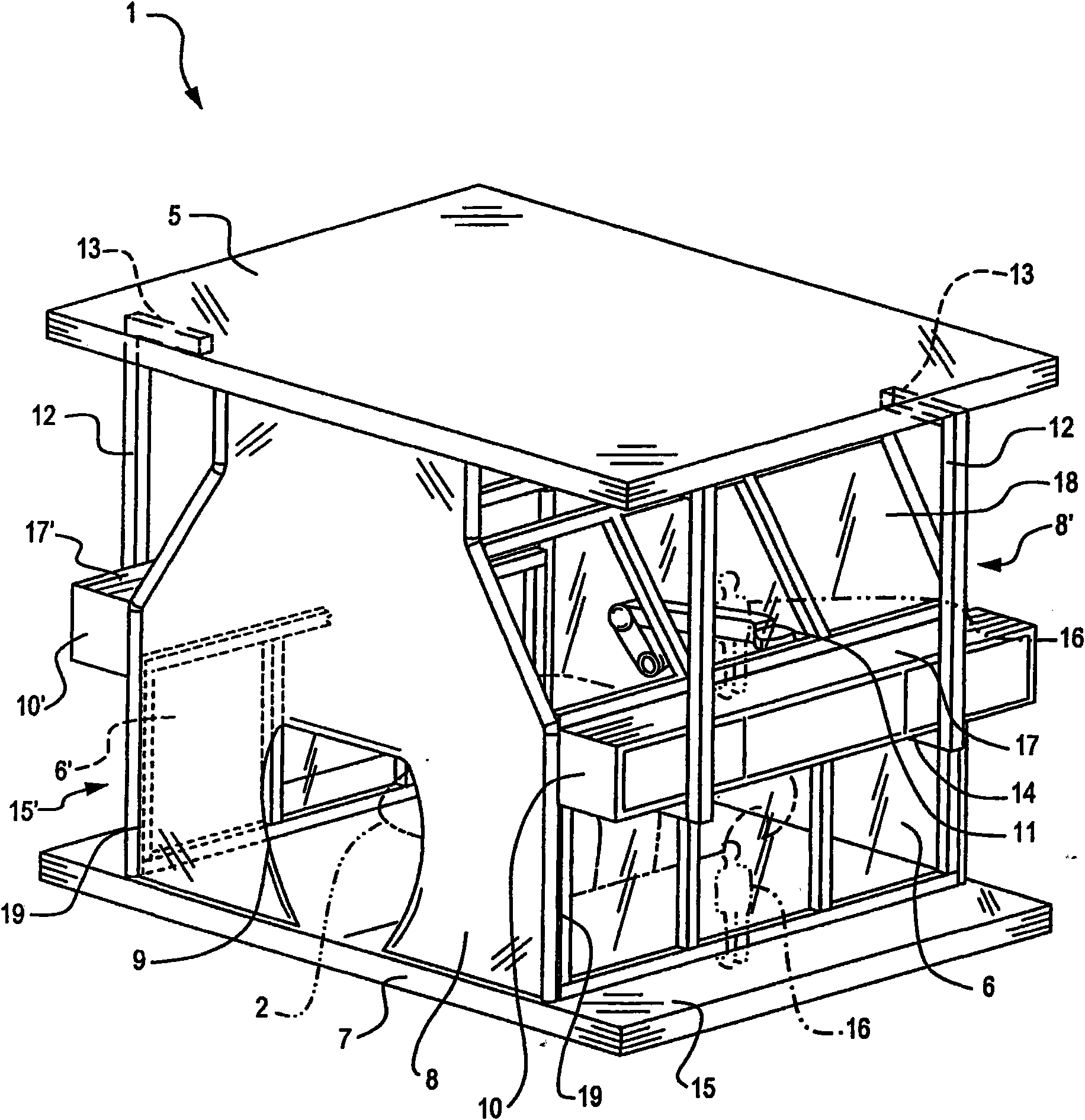 Coating zone with inclined guide rails