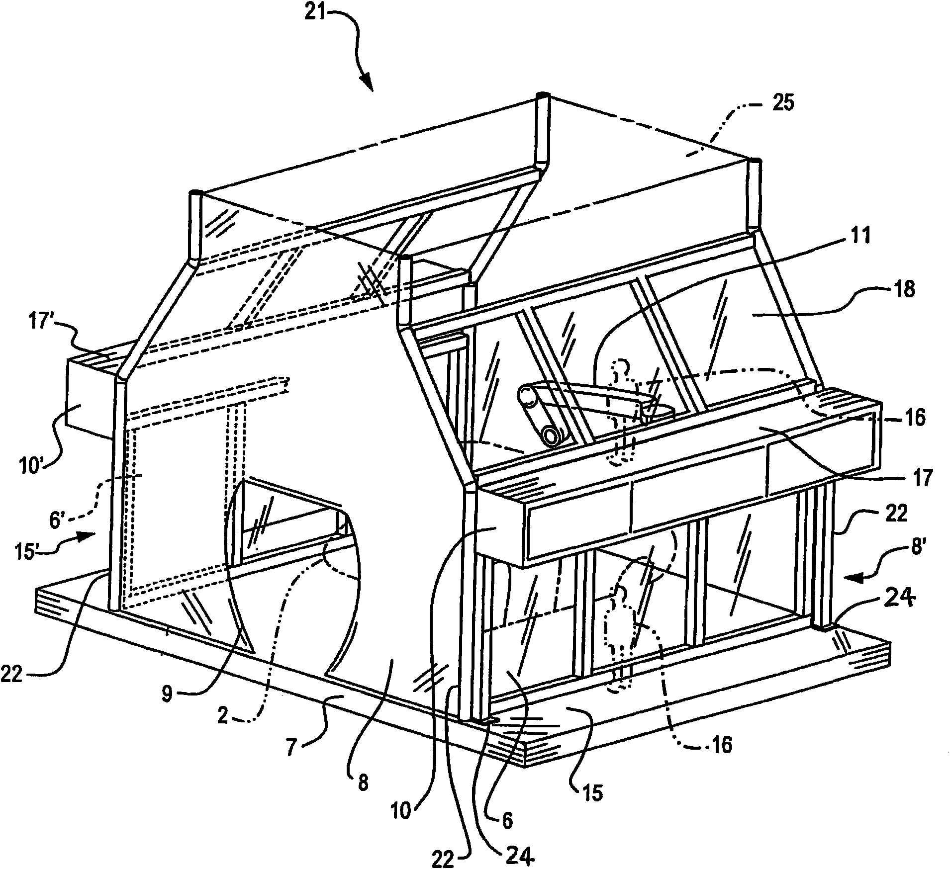 Coating zone with inclined guide rails