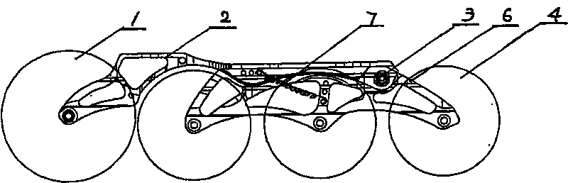 Two-section type inline-skating bracket