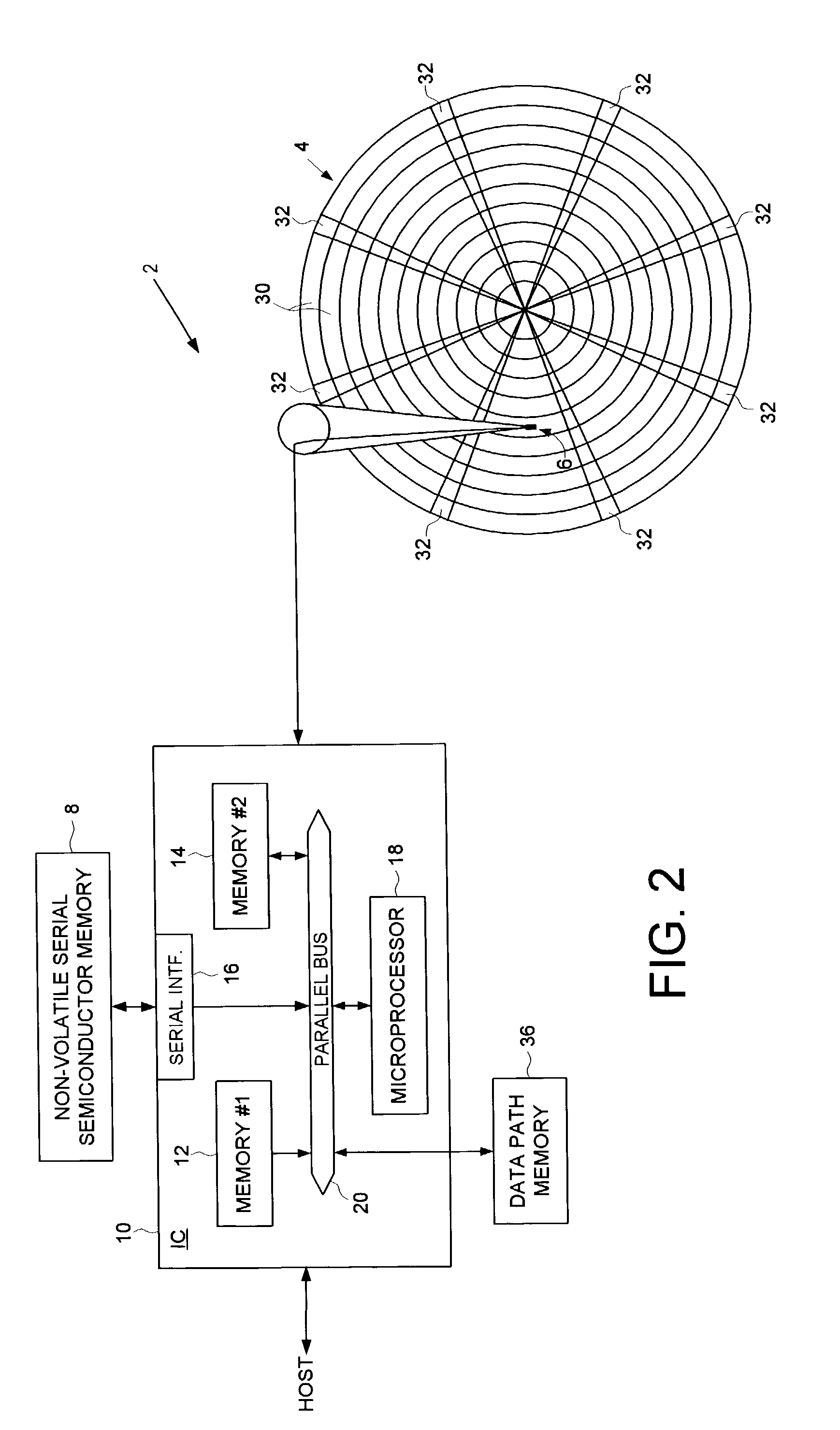 Disk drive employing a non-volatile serial semiconductor memory for storing a control program for a microprocessor