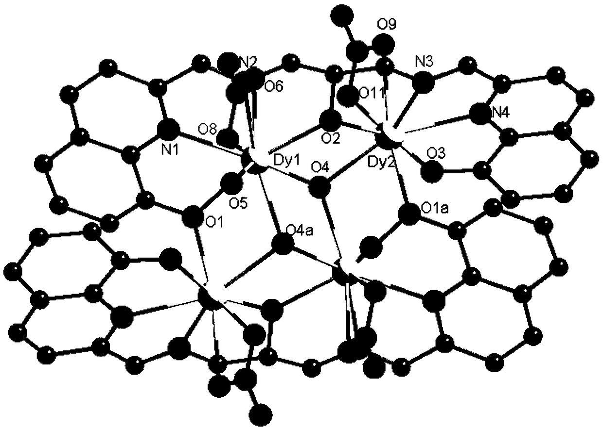 2-aldehyde-8-hydroxyquinoline-1,3-diamino-2-propyl alcohol Schiff base four-core dysprosium cluster compound and synthesis method thereof