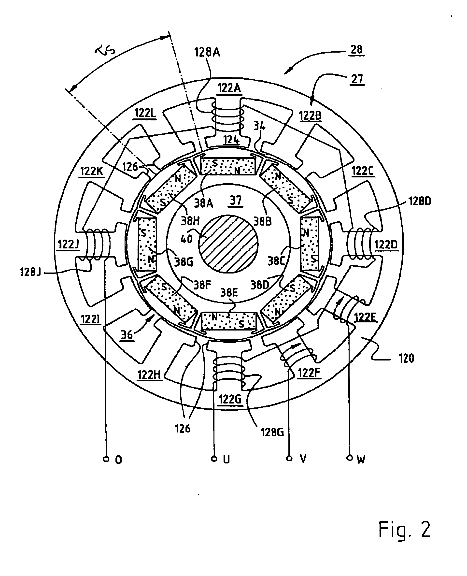 Electric motor with poles shaped to minimize cogging torque