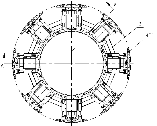 Stable support device of vertical shaft heading machine