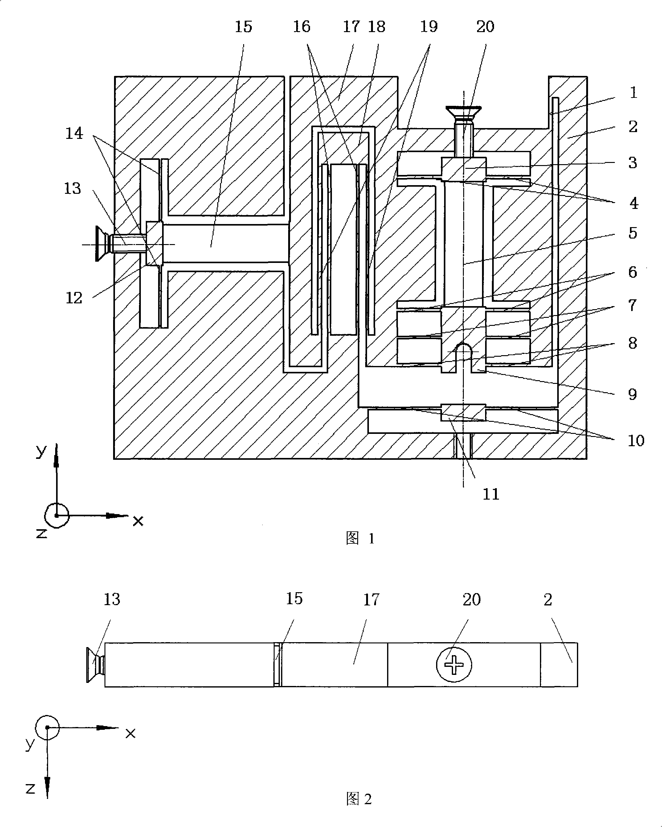 Material nanometer dynamic performance test two freedom degree loading unit