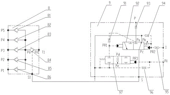 A terminal release type torque limiting valve and a hydraulic control torque limiting system equipped with the valve