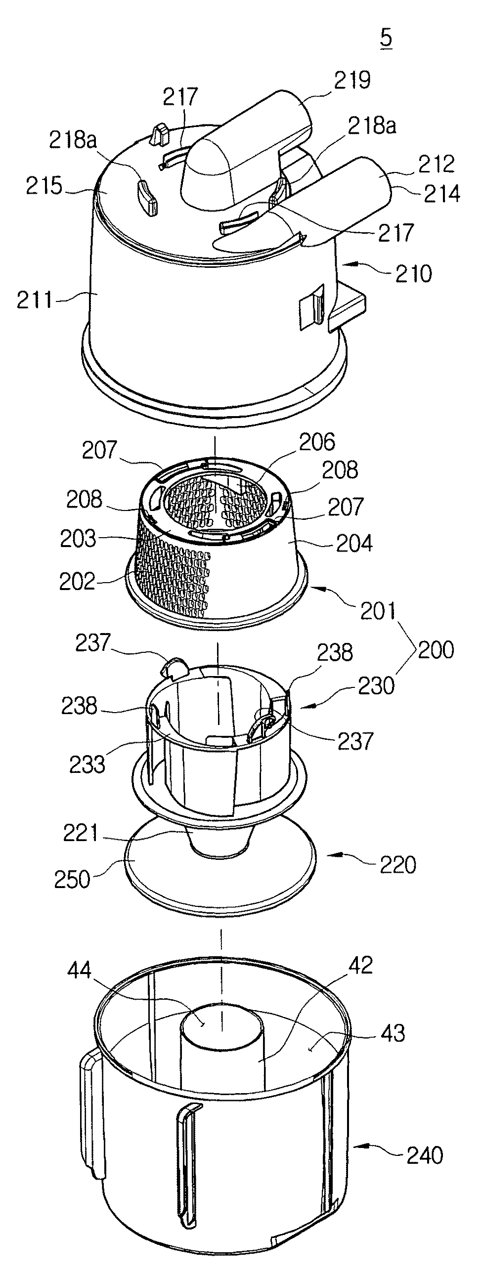 Cyclone dust collecting apparatus for vacuum cleaner