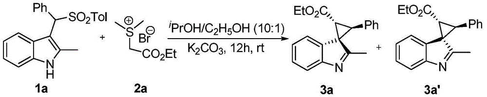 Method for synthesizing substituted cyclopropane compounds through dearomatizing indole