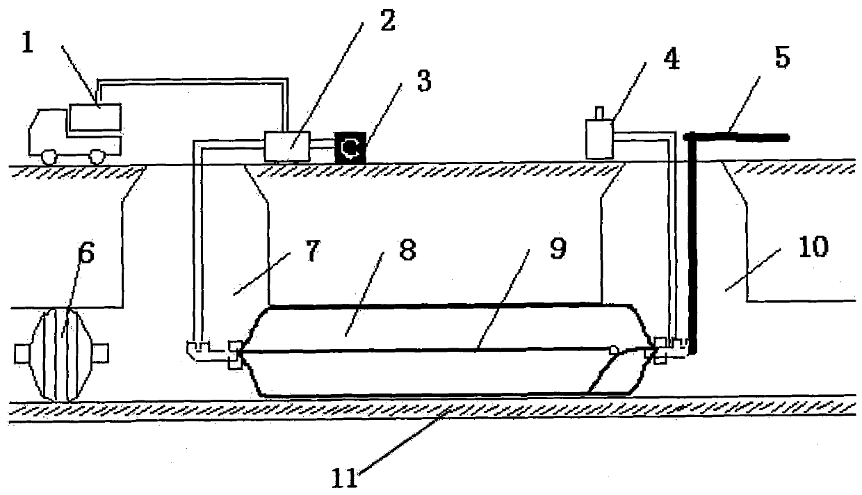 Trenchless repairing method of underground pipeline with drawing-type liner pipe