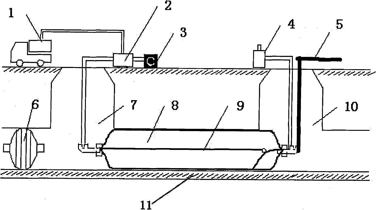 Trenchless repairing method of underground pipeline with drawing-type liner pipe