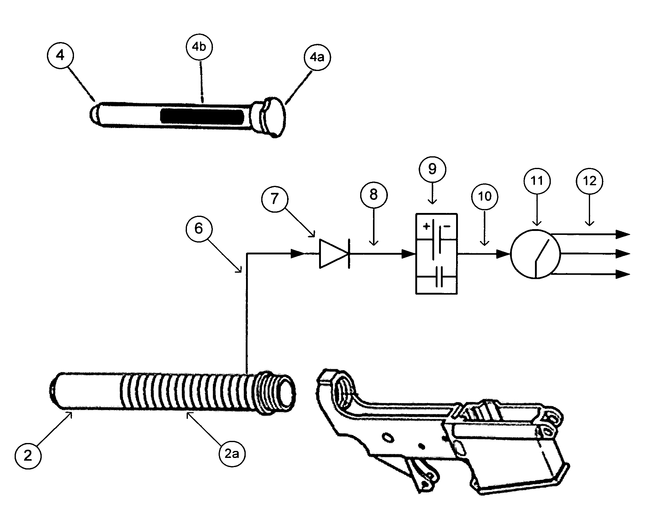 Back-up electric power generator for electronic components attached to automatic firearms