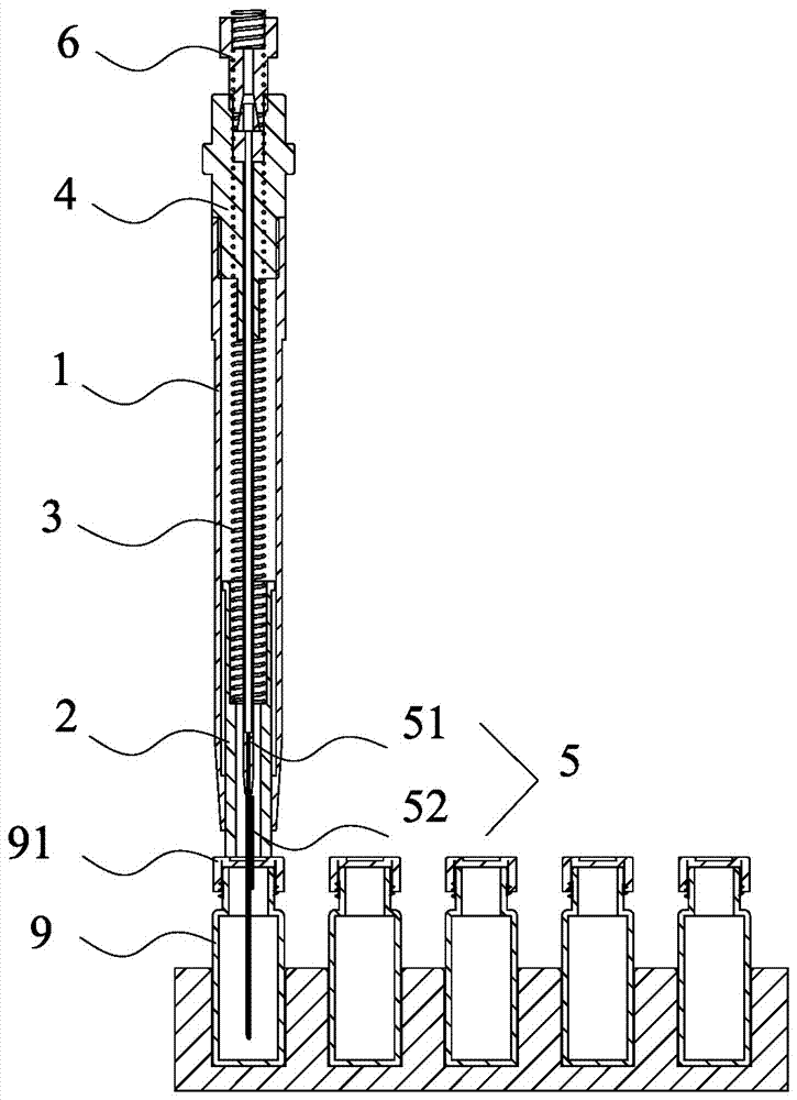 Automatic spring puncture needle sampling structure