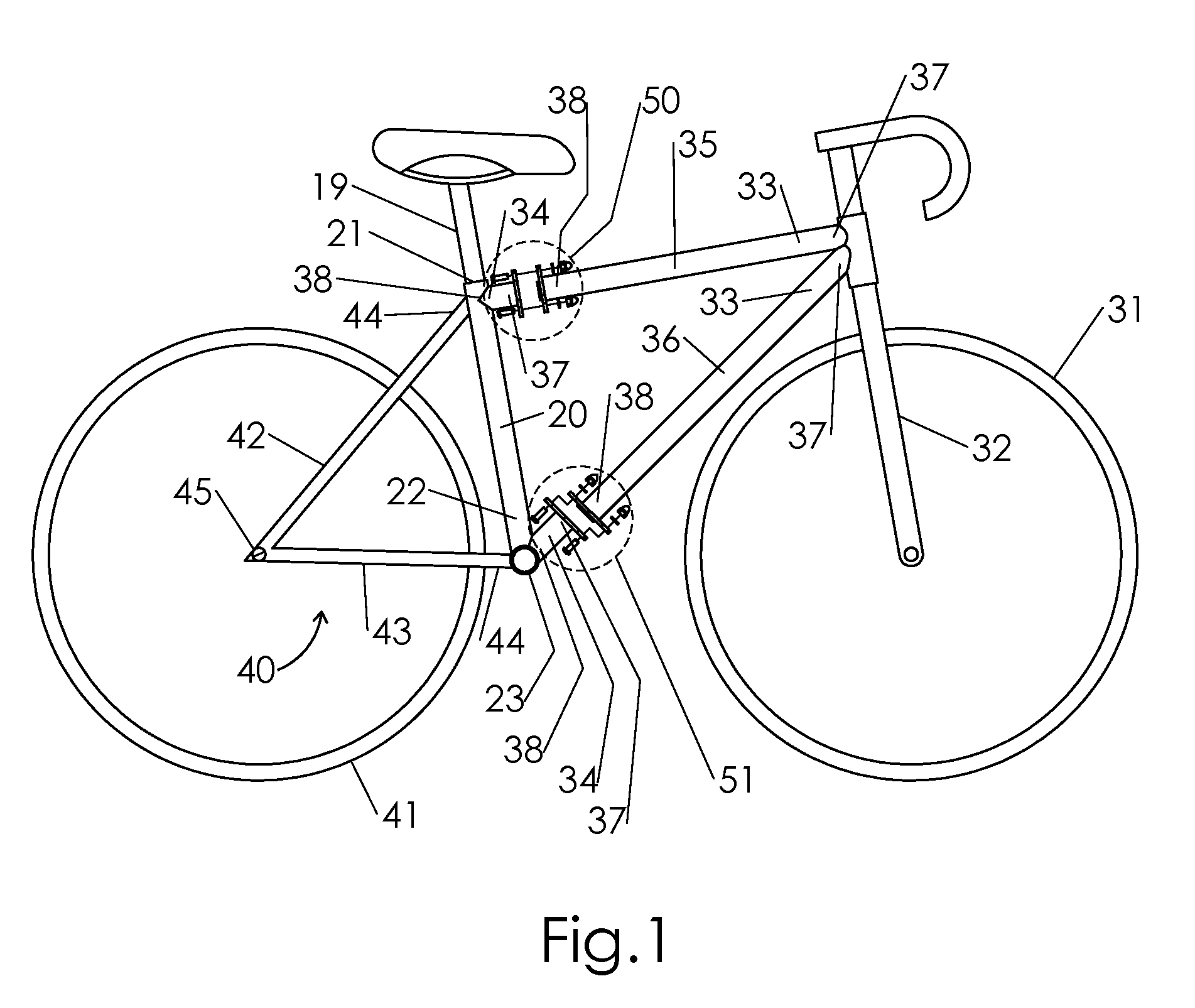 Disengageably coupled take-apart bicycle frame