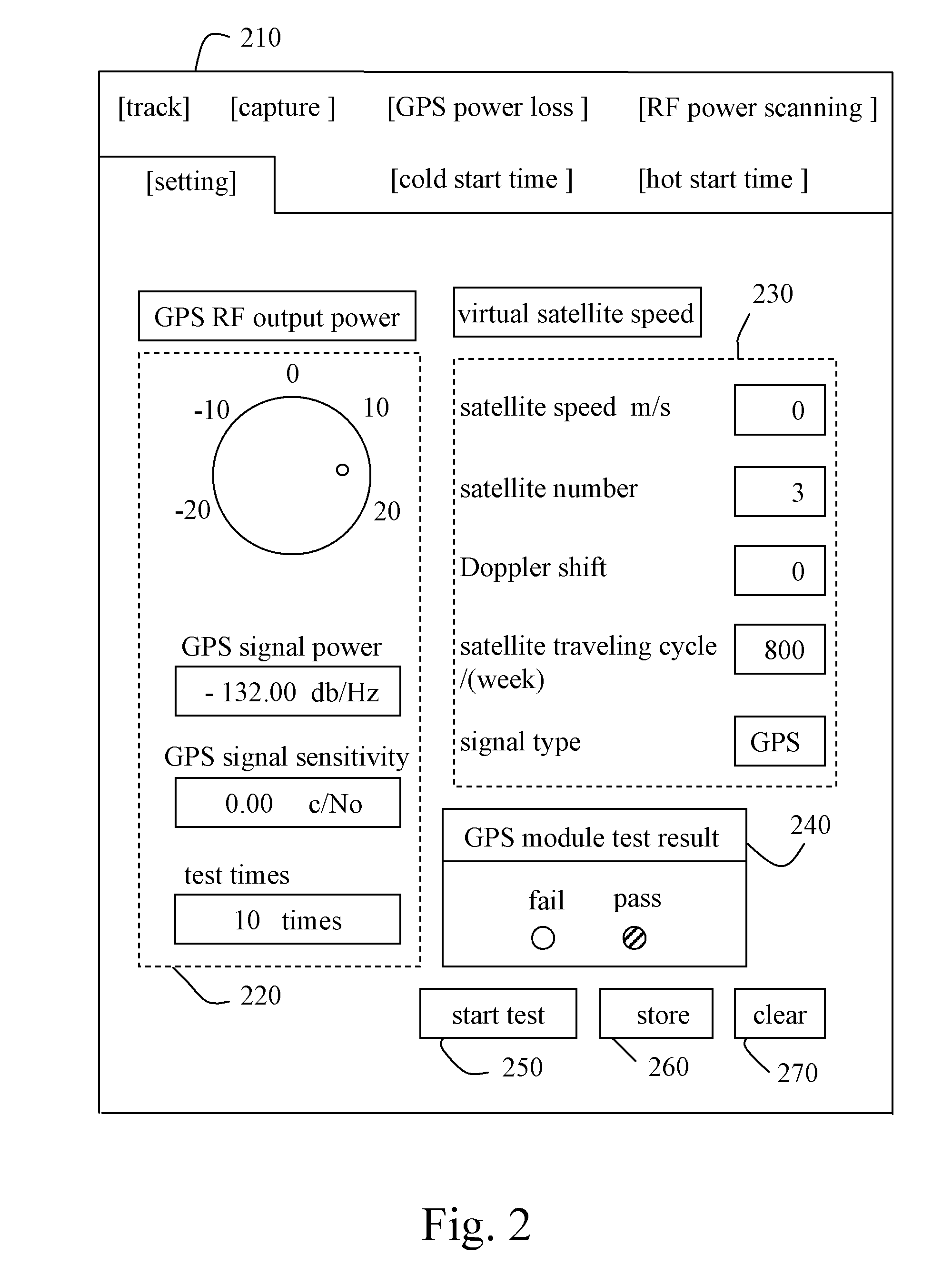 GPS module test system for automatically calibrating test signal