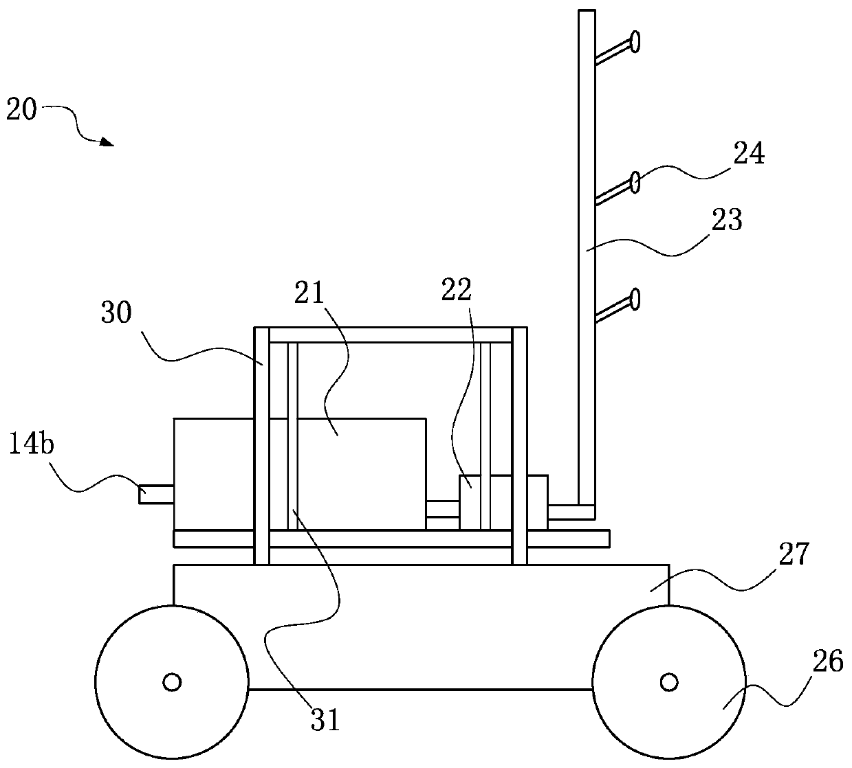 Greenhouse pesticide sprayer and pesticide spraying trolley thereof