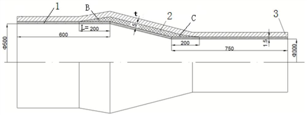 A kind of different-diameter bamboo winding pipe structure and preparation method thereof