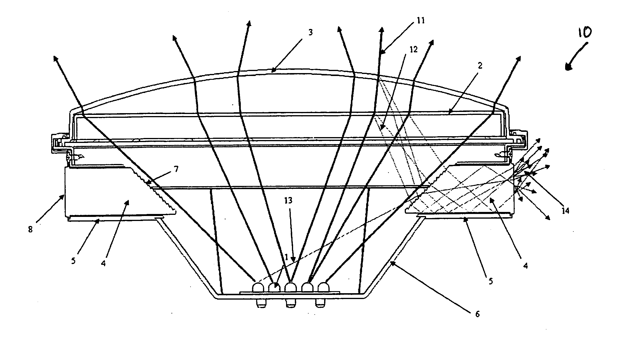 LED signal with side emitting status indicators