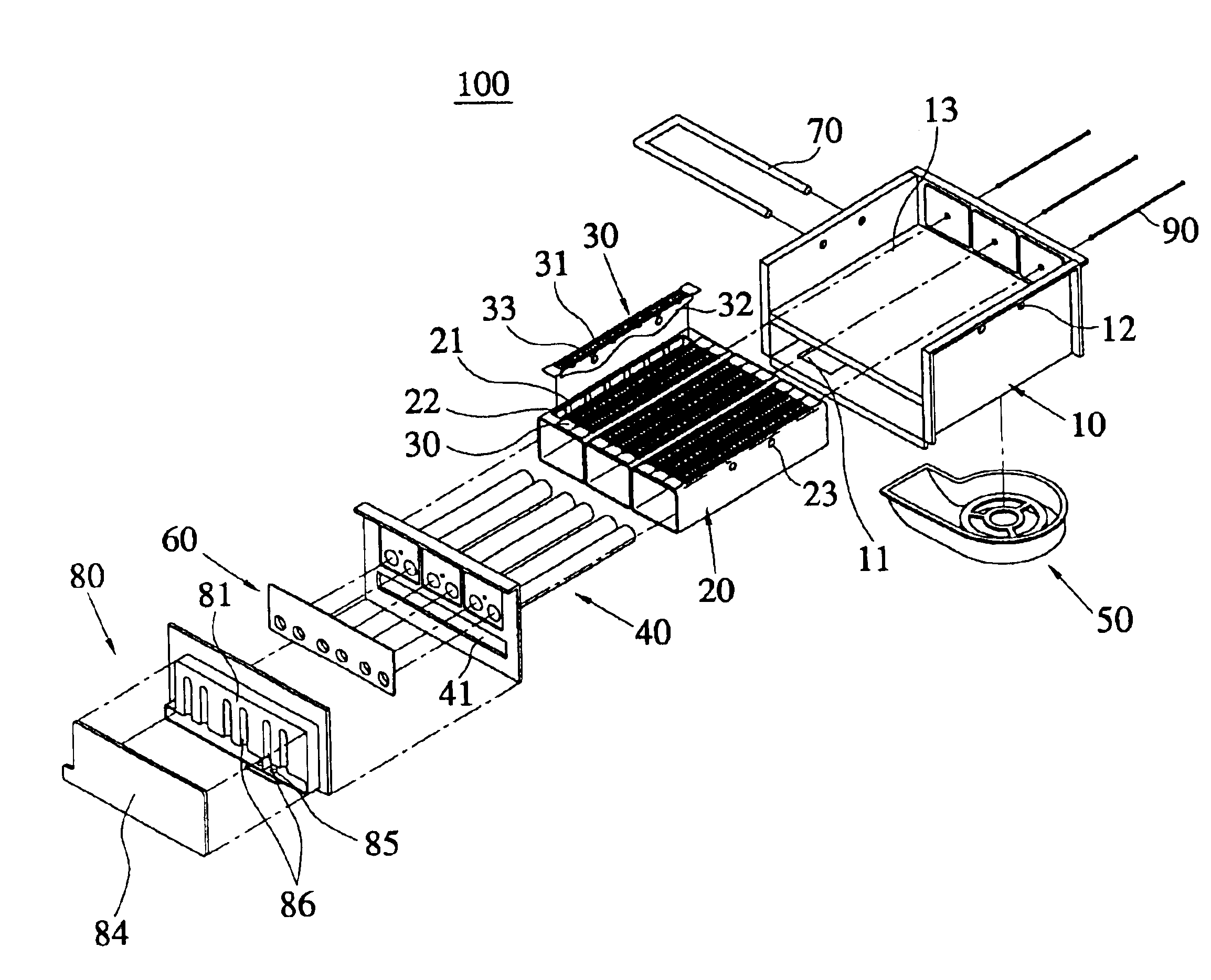 Combustion gas burner enabling multi-stage control