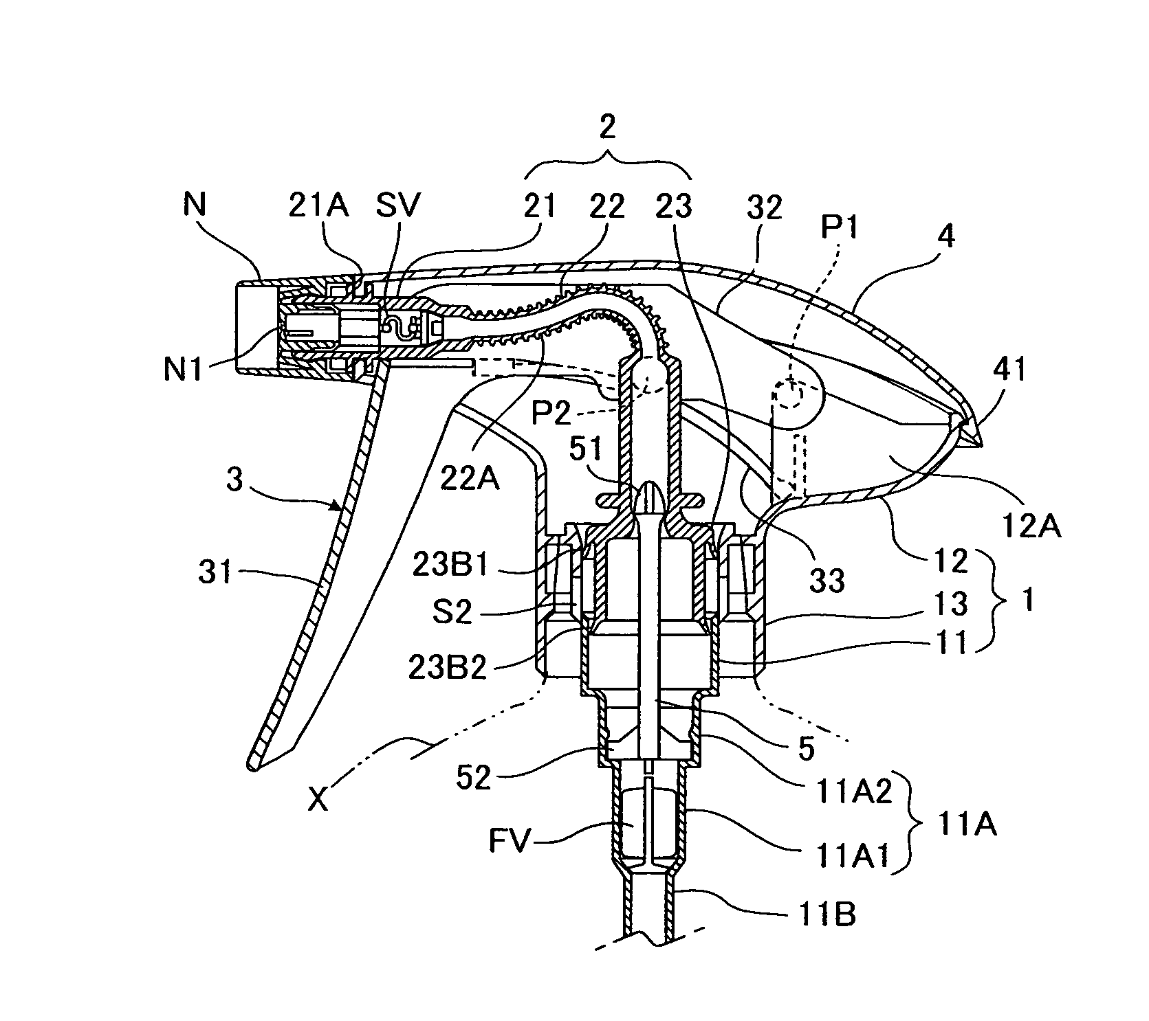 Trigger type pump dispenser