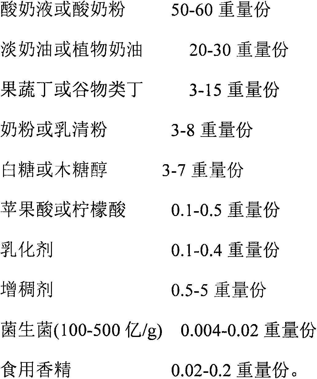 Fruit dice and vegetable dice probiotic yoghourt and making method thereof