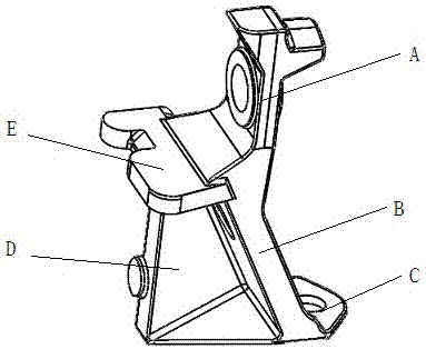 Lower half part sand shell lower die of automobile rear suspension support