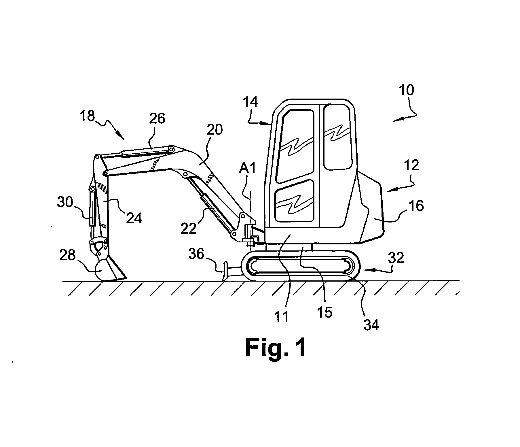 Excavator and process for assembling or dissassembling such excavator